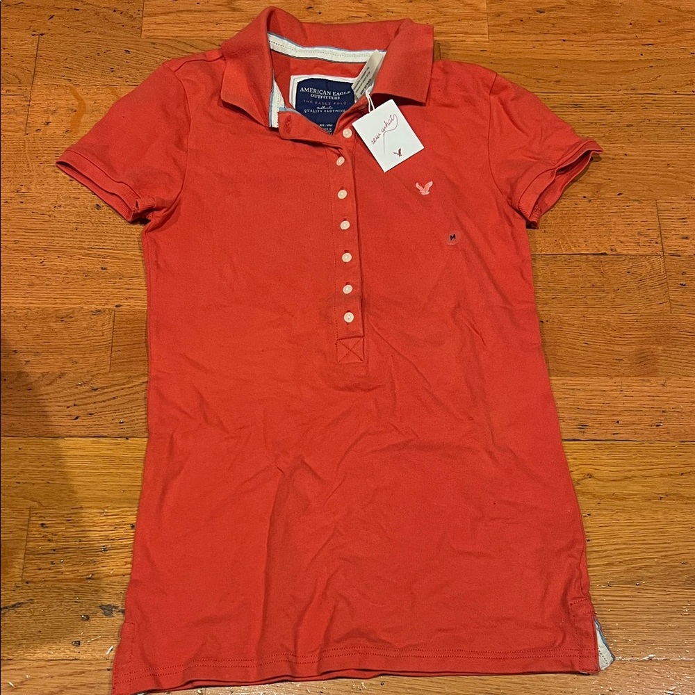 American Eagle Outfitters Women's Red Button Down Shirt
